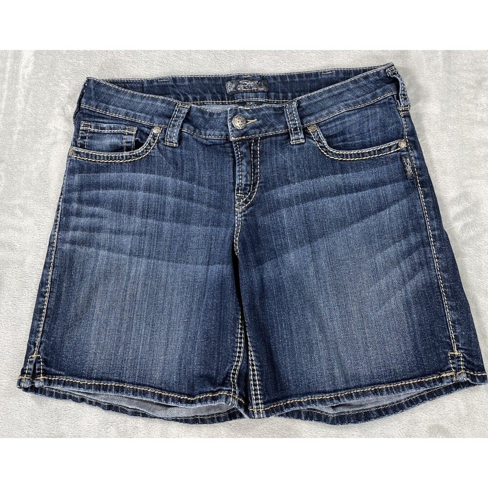 Silver Jeans Co Suki Mid Rise Shorts Womens Size 16 Medium Wash Stretch Curvy